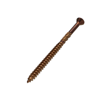 1 x Vis terrasse TEKOR Tête fraisée Cranté TORX T25 Pointe antifendage type 17 5X80 Inox A2 Brun