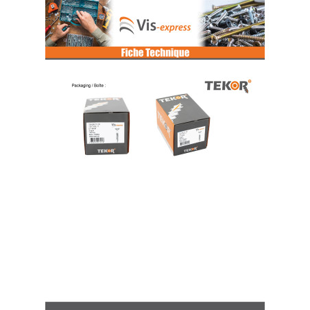 1 x Vis terrasse TEKOR Tête fraisée bombée TFB TORX T25 5X70 Pointe antifendage type 17 Inox A4