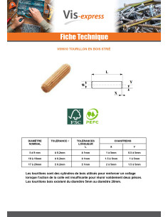 Tourillon en bois strié 6X25 2