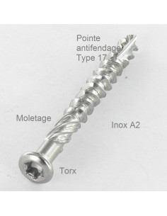 Vis terrasse TEKOR Tête fraisée Cranté TORX T25 Pointe... 2