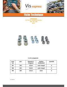 Lot de 18 Insert Fendue Acier brut M6 M7 M8 2