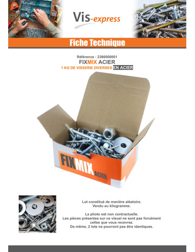 1 x KG De VISSERIE DIVERSE En Acier brut FIXMIX