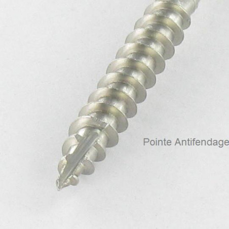 1 x Vis terrasse TEKOR Double filet Tête fraisée TORX T25 5X50 Pointe antifendage type 17 Inox A2