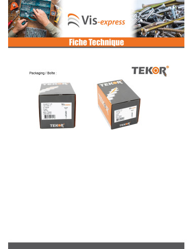 1 x Vis terrasse TEKOR Double filet Tête...