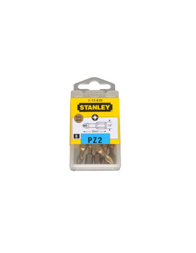 1 x Boite de 6 Embout Pozi N°2 STANLEY Longueur 25