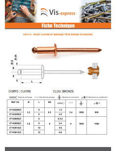 Rivet TRS cuivre tige bronze 3.2X8 2