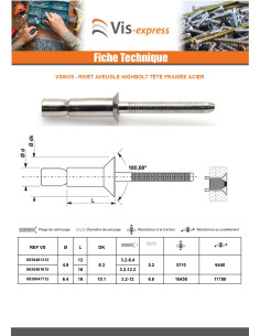 Rivet aveugle tout acier HIBOLT Tête fraisée 4.8X13... 2