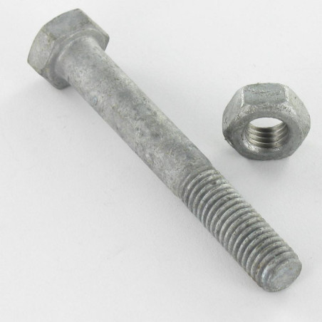 1 x Boulon (vendu avec Ecrou) Tête hexagonale TH M8X50 Classe 8.8 Forte tenue à la corrosion Acier galvanisé à chaud