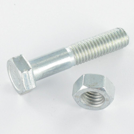 1 x Boulon (vendu avec Ecrou) Tête hexagonale TH M8X50 Classe 8.8 Acier zingué