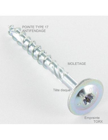 1 x VBA Vis bois agglo Tête disque TORX T40...
