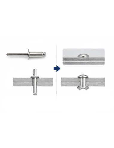 1 x Rivet aveugle tout acier 4X25 Tête Plate