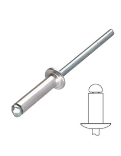 Rivet aveugle Aluminium Tige acier 5X16 Tête plate