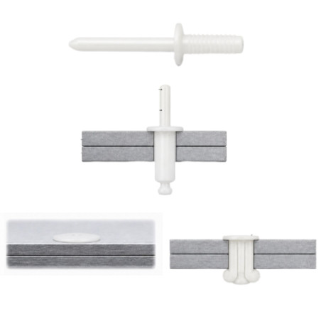 1 x Rivet Aveugle Tête Plate Nylon Polyamide 6.6 5X12