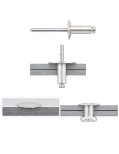 1 x Rivet aveugle Aluminium Tige acier 4X14...