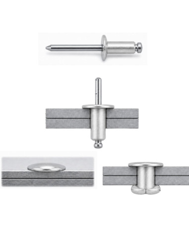 1 x Rivet aveugle Aluminium Tige acier 4X12...