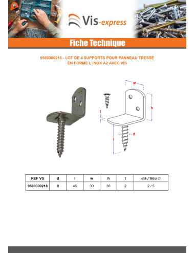 1 x Lot de 4 equerres pour panneau tressé en...