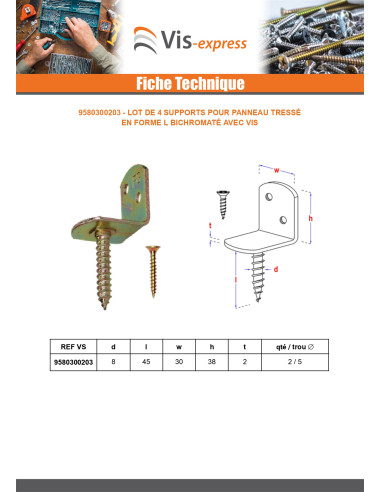 1 x Lot de 4 equerres pour panneau tressé en...