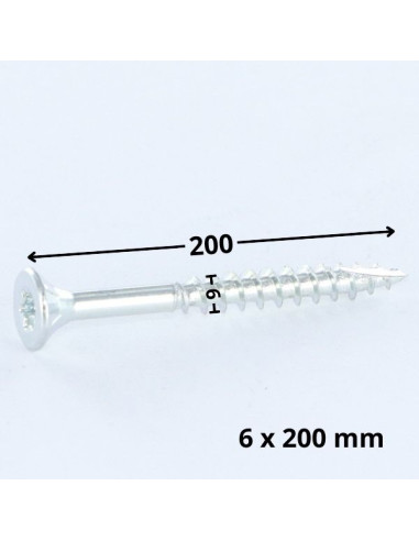 1 x Vis bois TEKOR Tête fraisée Cranté 6X200...