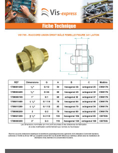 Raccord union droit 26X34 (1") Mâle/Femelle Laiton Figure... 2