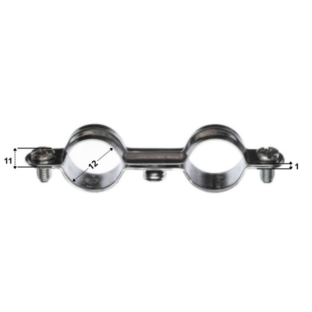 1 x Collier de serrage métallique double M7X150 Diamètre 12 Acier zingué