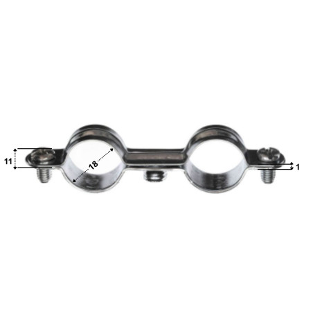 1 x Collier de serrage métallique double M7X150 Diamètre 18 Acier zingué