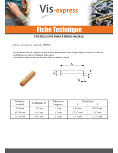 Tourillons Bois STRIES 12X50 2