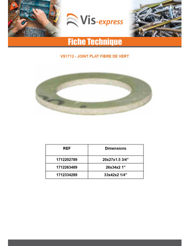 1 x Joint plat fibre de vert 30X20X2(1")