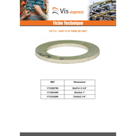1 x Joint plat fibre de vert 30X20X2(1")