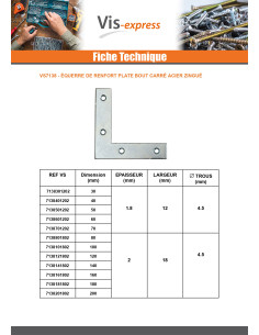 Equerre Plate renfort Bout Carré 60X60X12 Acier zingué 2