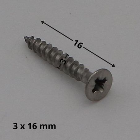 1 x VBA Vis bois agglo Inox A2 Tête fraisée Pozi 3X16 microvis