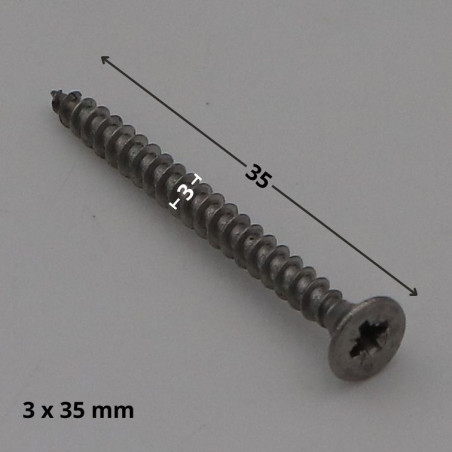 1 x VBA Vis bois agglo Inox A2 Tête fraisée Pozi 3X35 microvis
