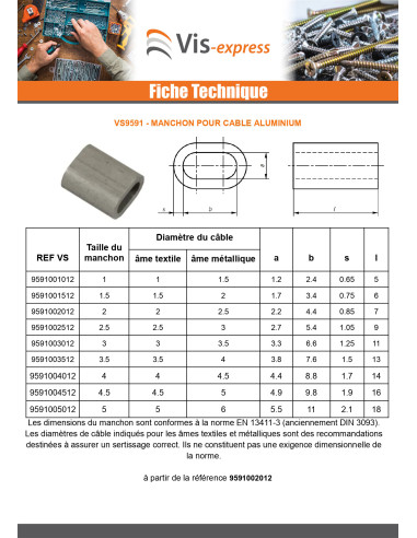 1 x Manchon à sertir Aluminium pour câble ame...