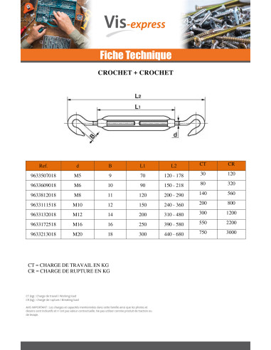1 x Tendeur oeil oeil M12X200 Oeil 18 Inox A4