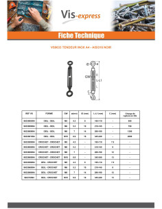 Tendeur crochet crochet M8 Inox A4 Noir 2