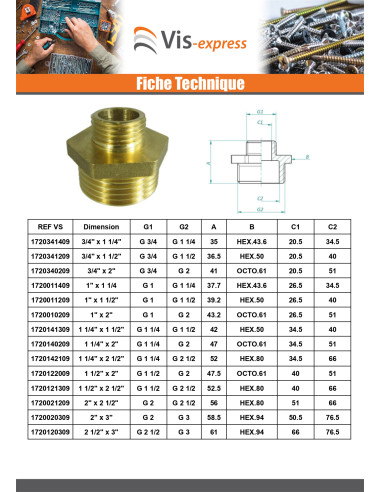 1 x Mamelon réduit figure 245 Mâle / Mâle 3/4"...