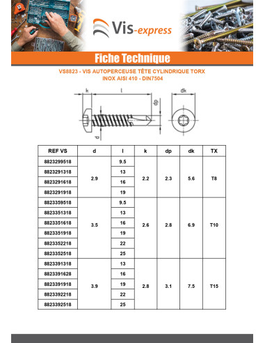 1 x Vis autoperceuse Tête cylindrique TC 5.5X32...