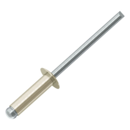 1 x Rivet aveugle Aluminium Tige acier 3.4X7 Tête Ronde Standard Blanc