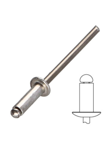 1 x Rivet aveugle tout alu 3.2X8 Tête Ronde...