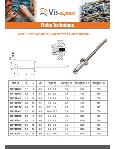 Rivet aveugle tout alu 3.2X8 Tête Ronde Standard 2