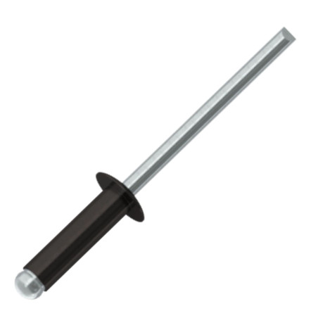 1 x Rivet aveugle Aluminium Tige acier 3.4X7 Tête Ronde Standard Noir