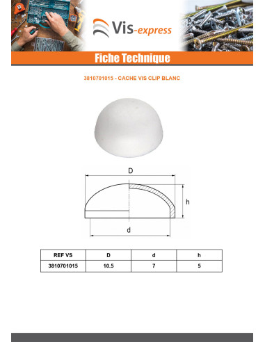 1 x Cache vis CLIP 7X10.5 Polyéthylène blanc