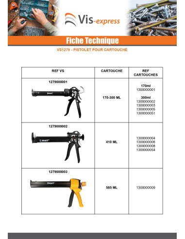 1 x Pistolet pour cartouche 585 ML