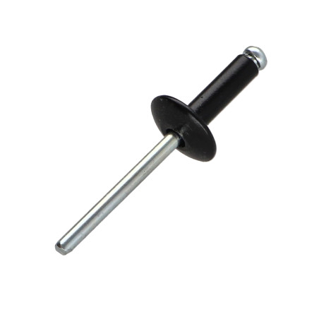 1 x Rivet aveugle Aluminium Tige acier 4.8X16 Epaisseur de serrage 9 à 11 Tête large ALX Noir