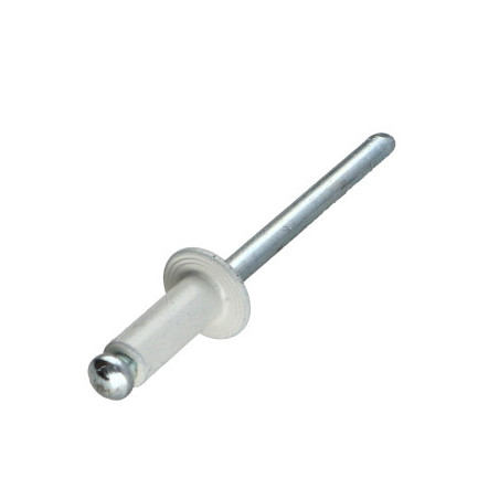 1 x Rivet aveugle Aluminium Tige acier 4.8X30 Epaisseur de serrage 20 à 25 Tête Ronde Standard Blanc