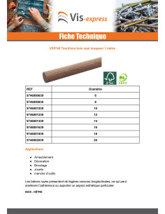 Tourillon en bois strié Diamètre 10 Longueur 1 mètre 2
