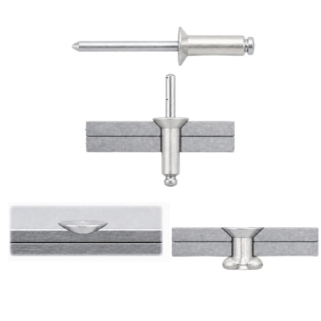 1 x Rivet aveugle Aluminium Tige acier 4.8X14 Epaisseur de serrage 7 à 9 Tête fraisée ALX