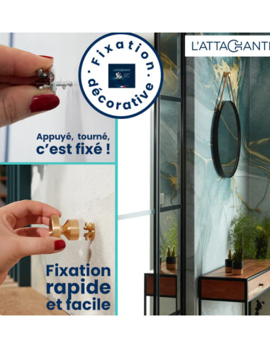 1 x Patère décoratif Laiton avec fixation...