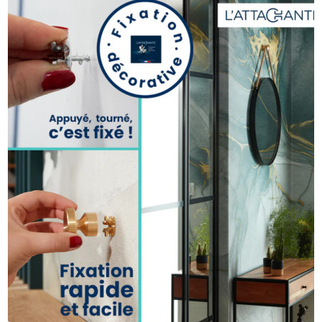1 x Crochet décoratif Aluminium avec fixation pour plaque de plâtre L'ATTACHANTE