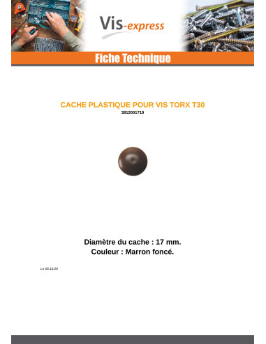 1 x Cache tête de vis TORX T30 Diamètre de...