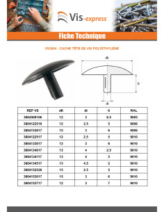Cache tête de vis Polyéthylène Diamètre de tête: 12... 2